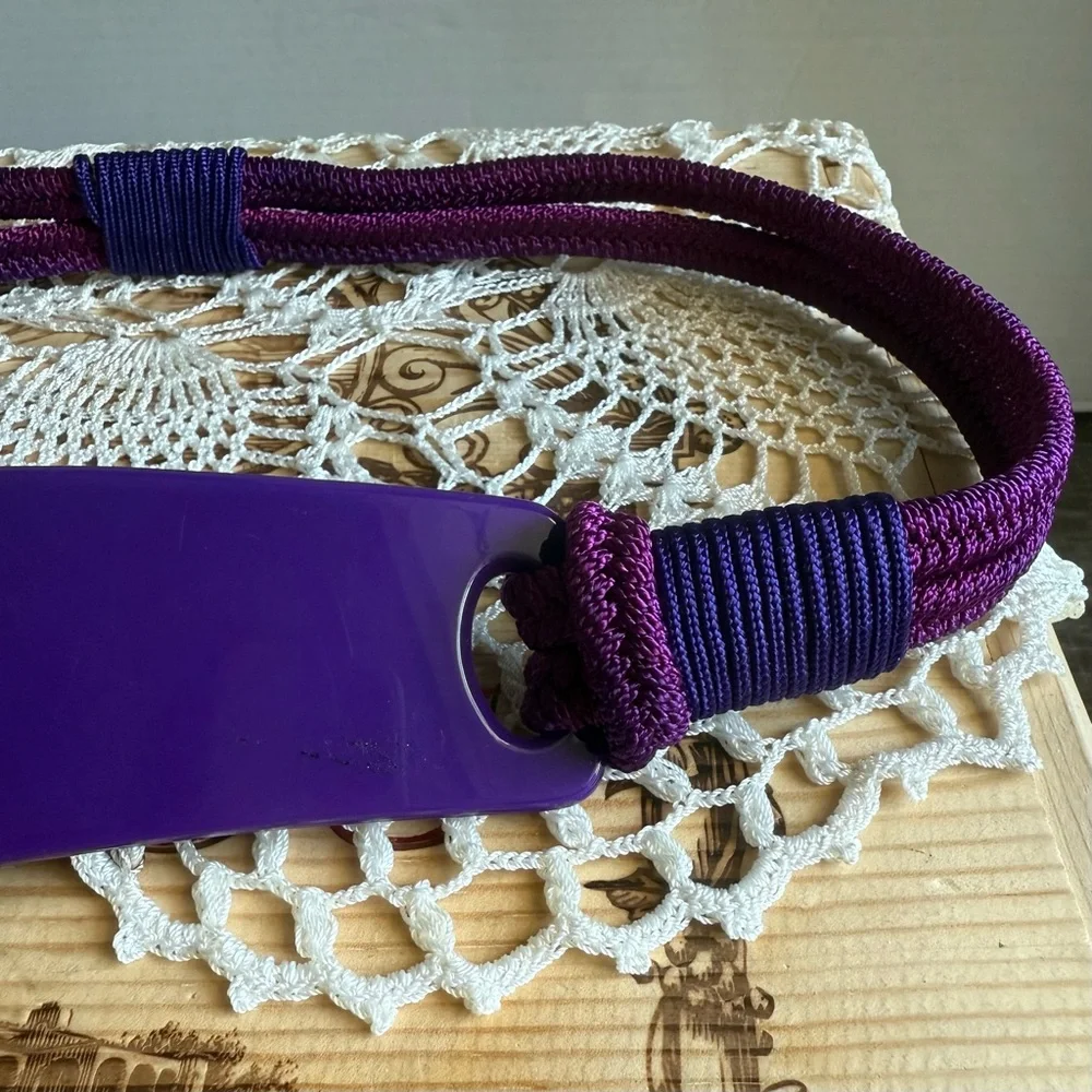 Vintage 80s Purple Patent Wide Elastic Belt – Glossy Statement